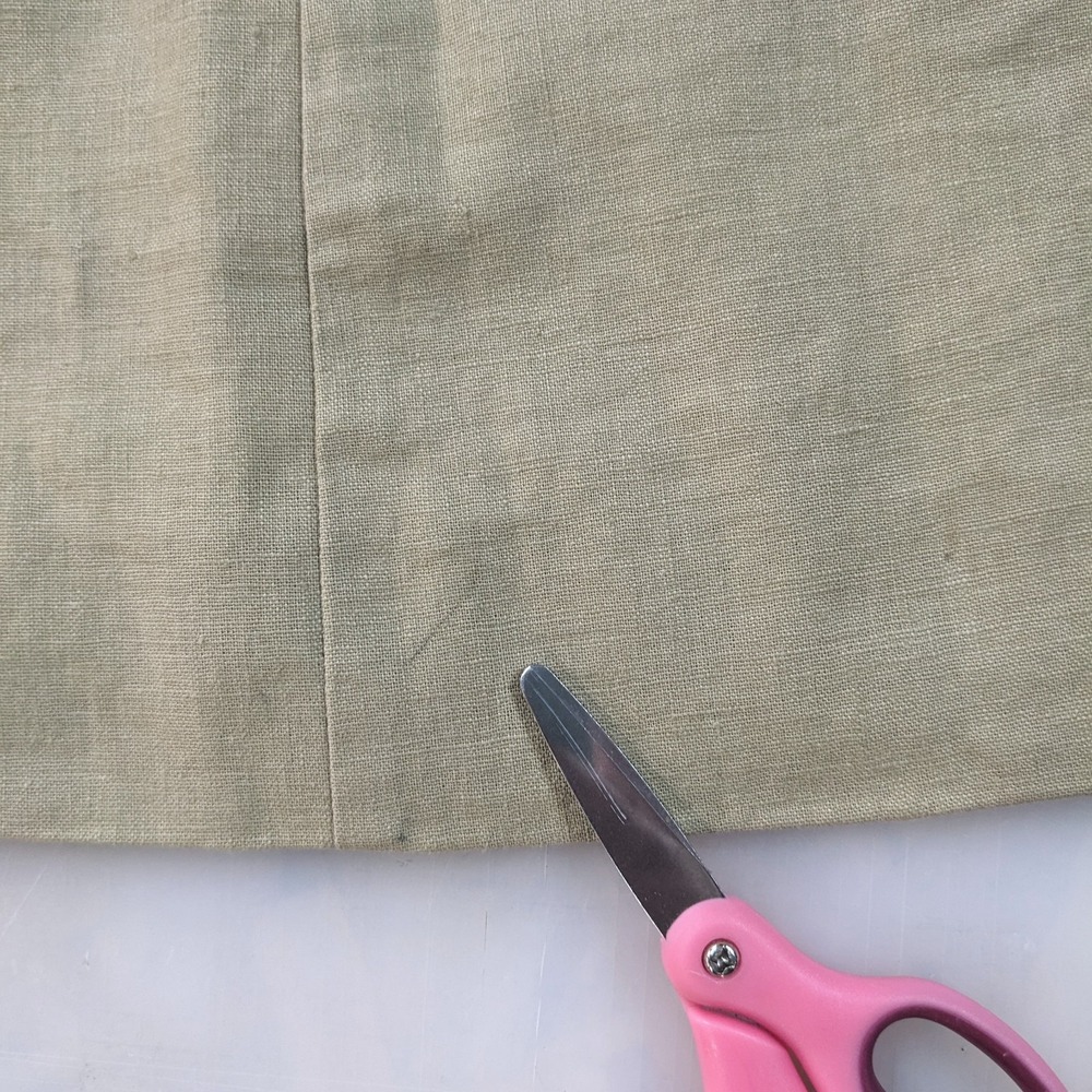 Vintage 90s Linen 2-Pc Pant Suit Set Sz 12 Khaki Wide Leg Shawl Collar Blazer - Picture 10 of 16